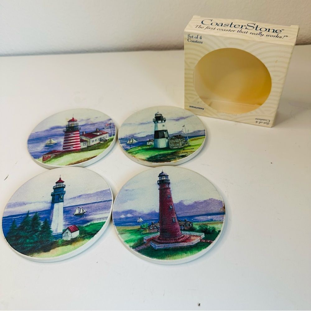 VTG Coasterstone Set‎ of 4 Lighthouse Coasters IOB